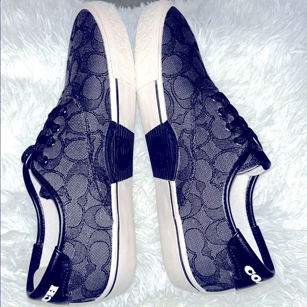 Coach Black and Tan Monogram Sneakers - Picture 12 of 13